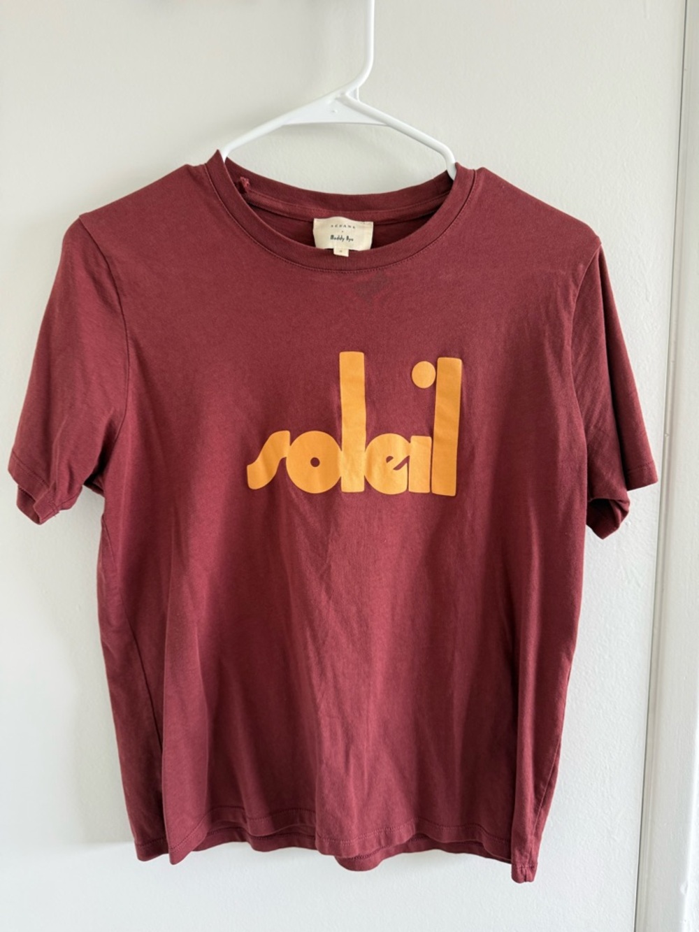 Sezane Maroon Short-Sleeve 'soleil' Graphic Tee - Yellow Print